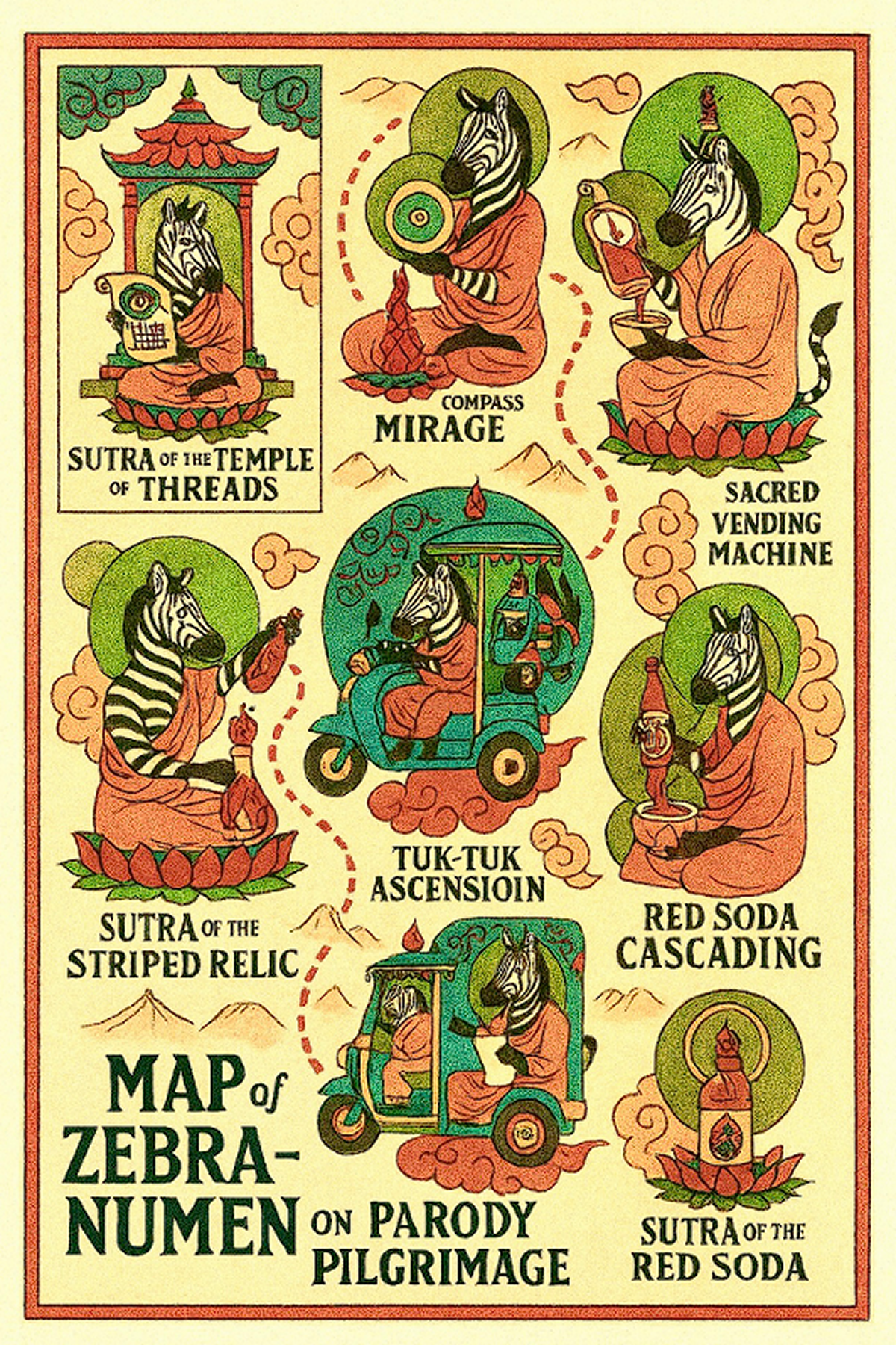 Zebra-Numen’s Parody Pilgrimage: A Mythic March Through the Sutraverse